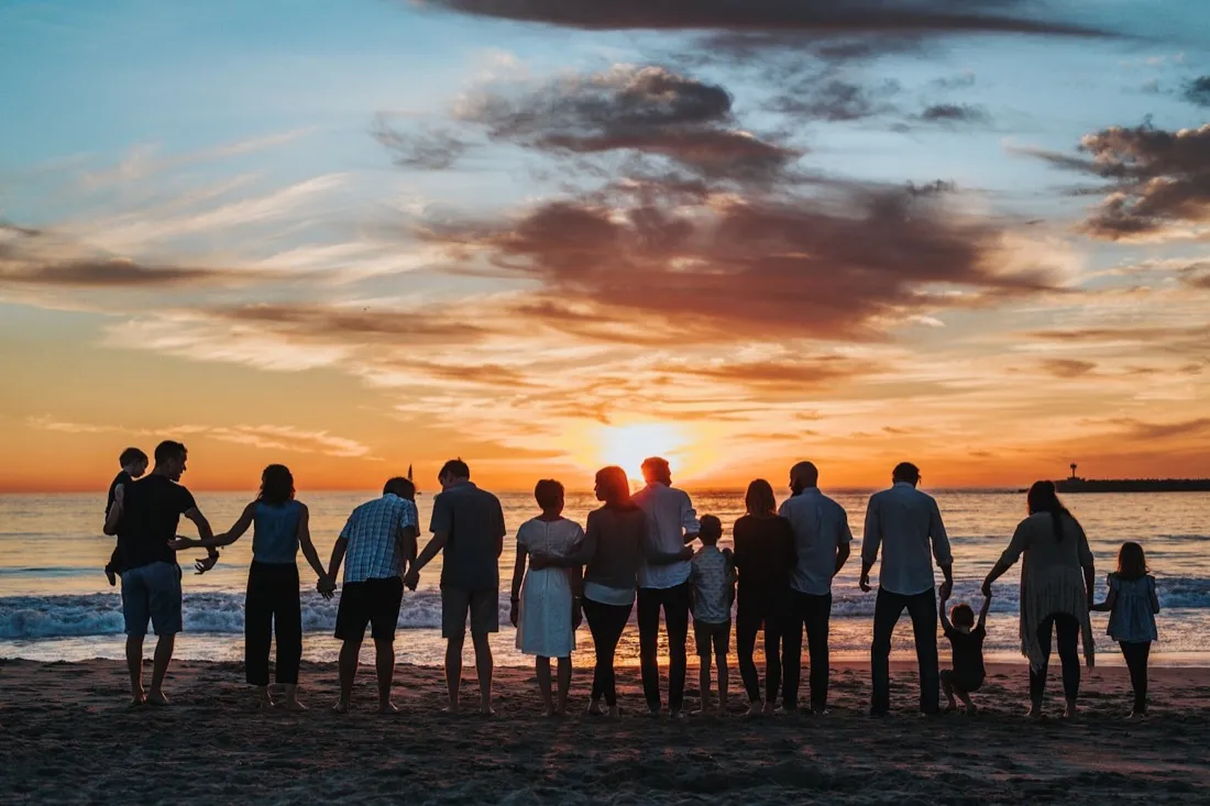 A family together at sunset